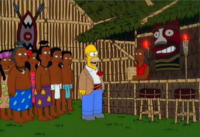 Missionary Impossible Homer introduces the Tiki bar to natives and converts them to drinking